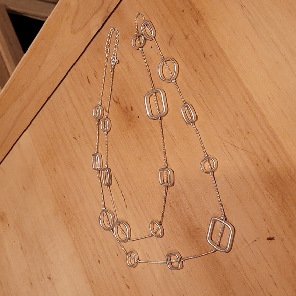 Silver Geometric Necklace and Earrings Set - Picture 3 of 4